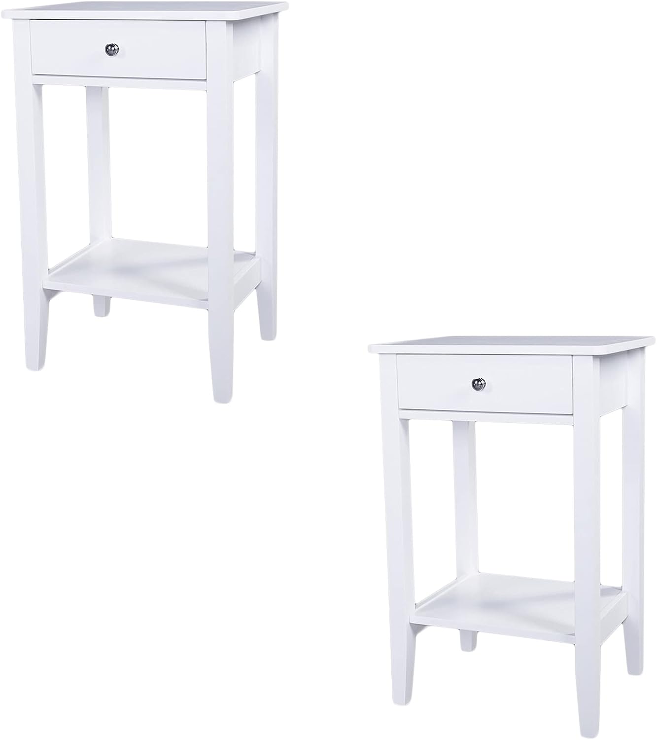 White Wooden Nightstand Set of 2 with Two Drawer J7931