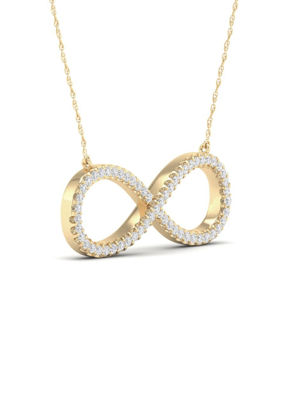 10K Yellow Gold Diamond Infinity Loop Necklace S2708