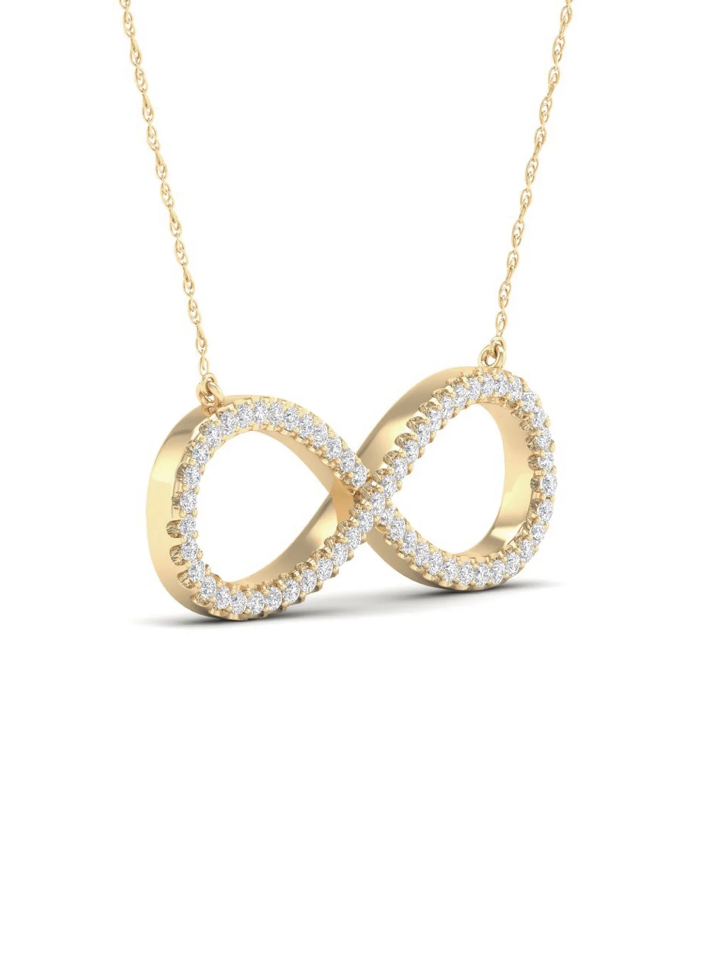 10K Yellow Gold Diamond Infinity Loop Necklace S2708