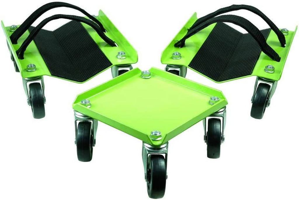 Snowmobile Dolly Heavy Duty V-Slide with 2.5 PVC Swivel Casters Rubber Pad and 2 Pairs of Straps B77295