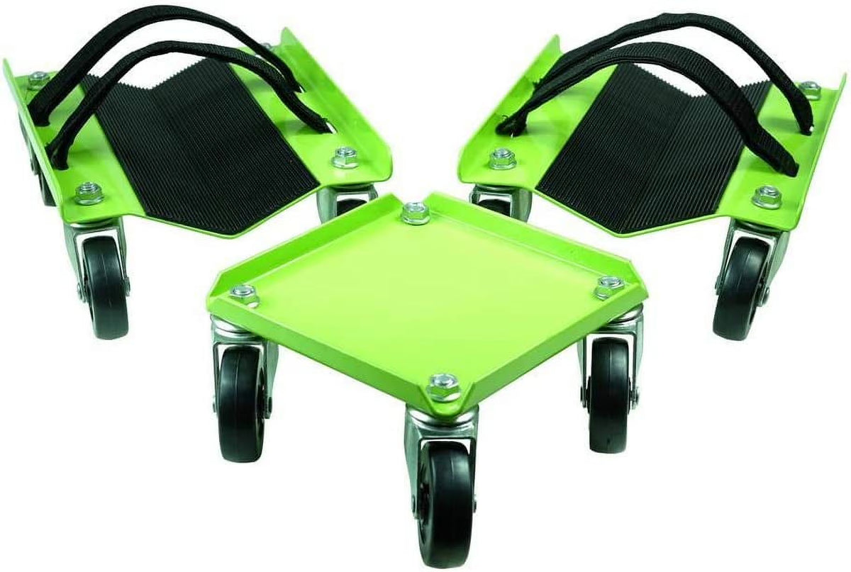 Snowmobile Dolly Heavy Duty V-Slide with 2.5 PVC Swivel Casters Rubber Pad and 2 Pairs of Straps B77295
