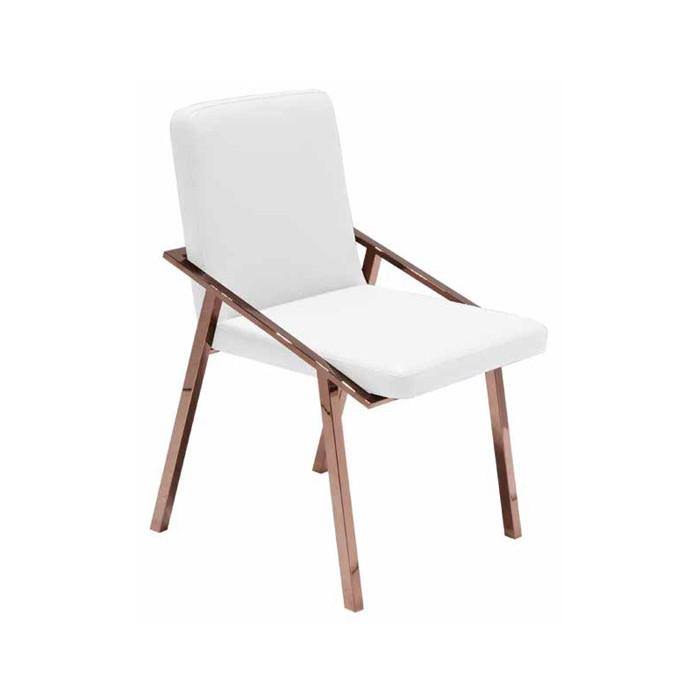 White/Polished Stainless Dining Chair W33839