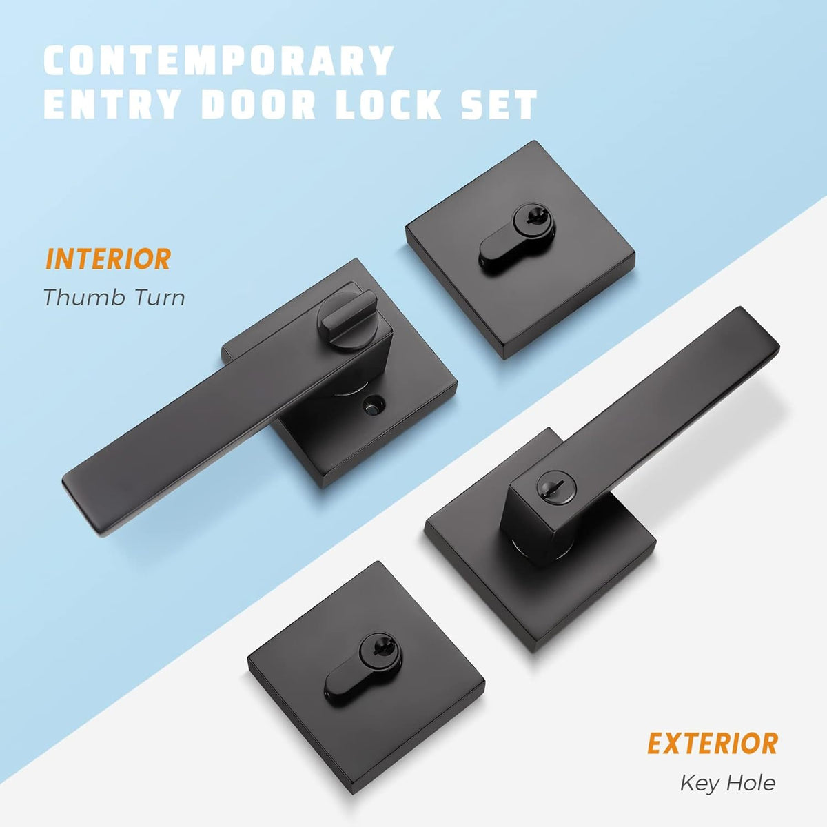 Matte Black Solid Steel Entry Door Handle Set with Deadbolt and Lever, Pack of 2 M6471