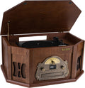 8-in-1 Natural Wood Turntable Stereo System with Bluetooth V7962