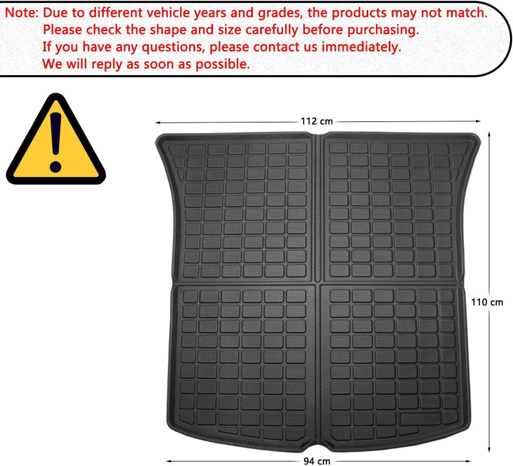 Black TPO Rear Cargo Liners Trunk Tray Mats for Tesla Model Y, Pack of 2 G7263