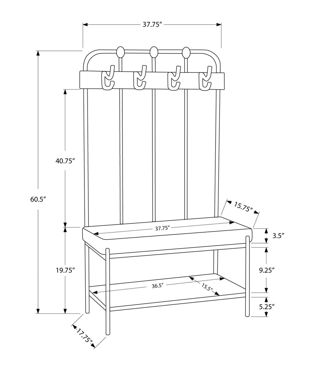 Charcoal Grey Metal Bench Q367198