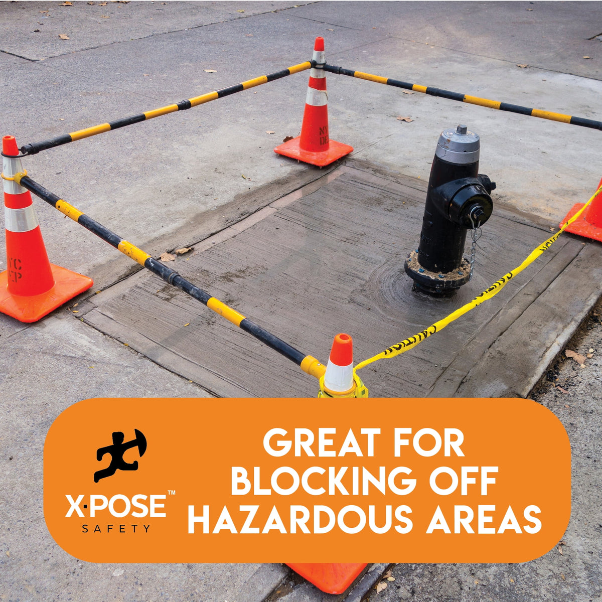 Yellow and Black Retractable Safety Barrier Barricade J9657