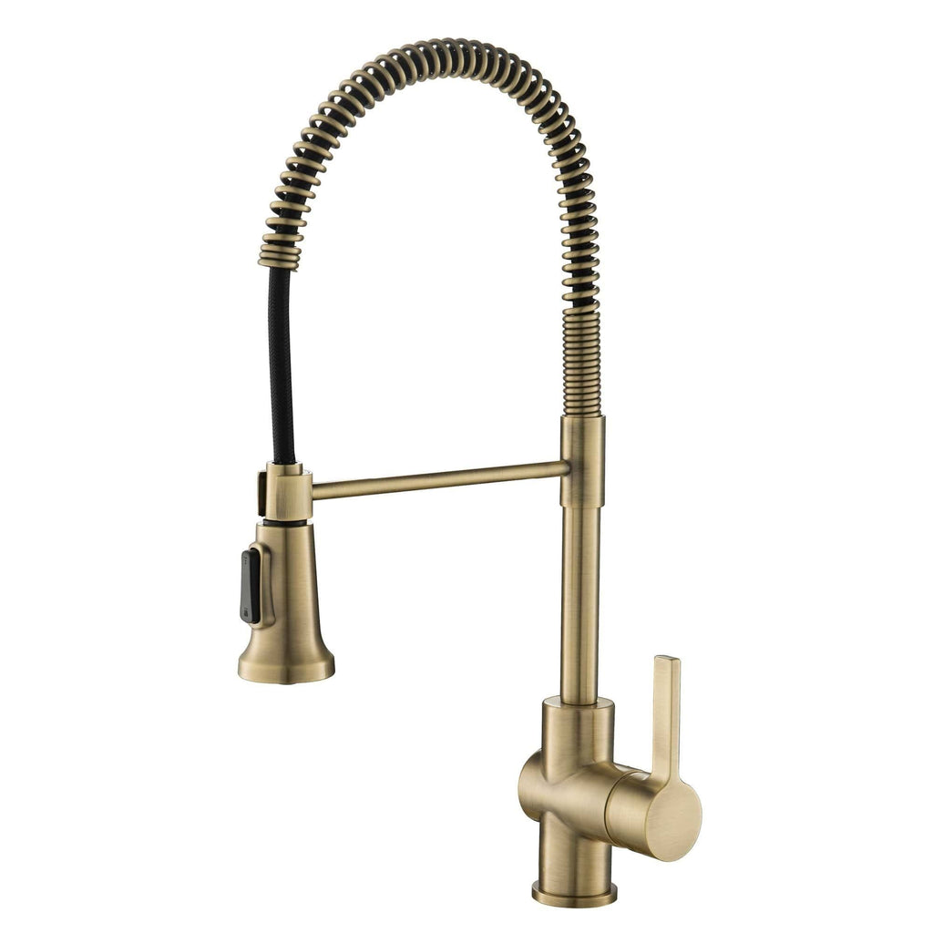 Brushed Gold & Matte Black Commercial Kitchen Faucet with Dual Function Sprayhead O220100