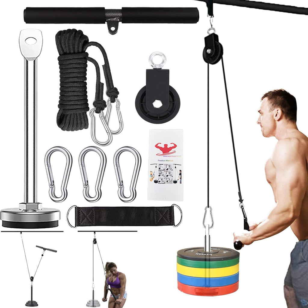 Weight Cable Pulley System Home Gym Equipment Upgraded Fitness LAT Pull Down, Biceps Curl, Back, Forearm, Shoulder Pack of 2 O6417