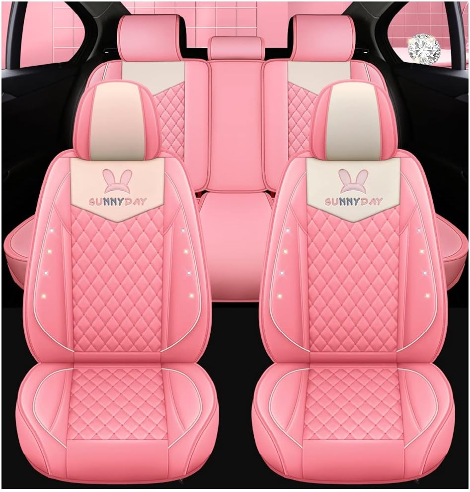 Light Green Leather Car Seat Covers 5 Seats Full Set S23264
