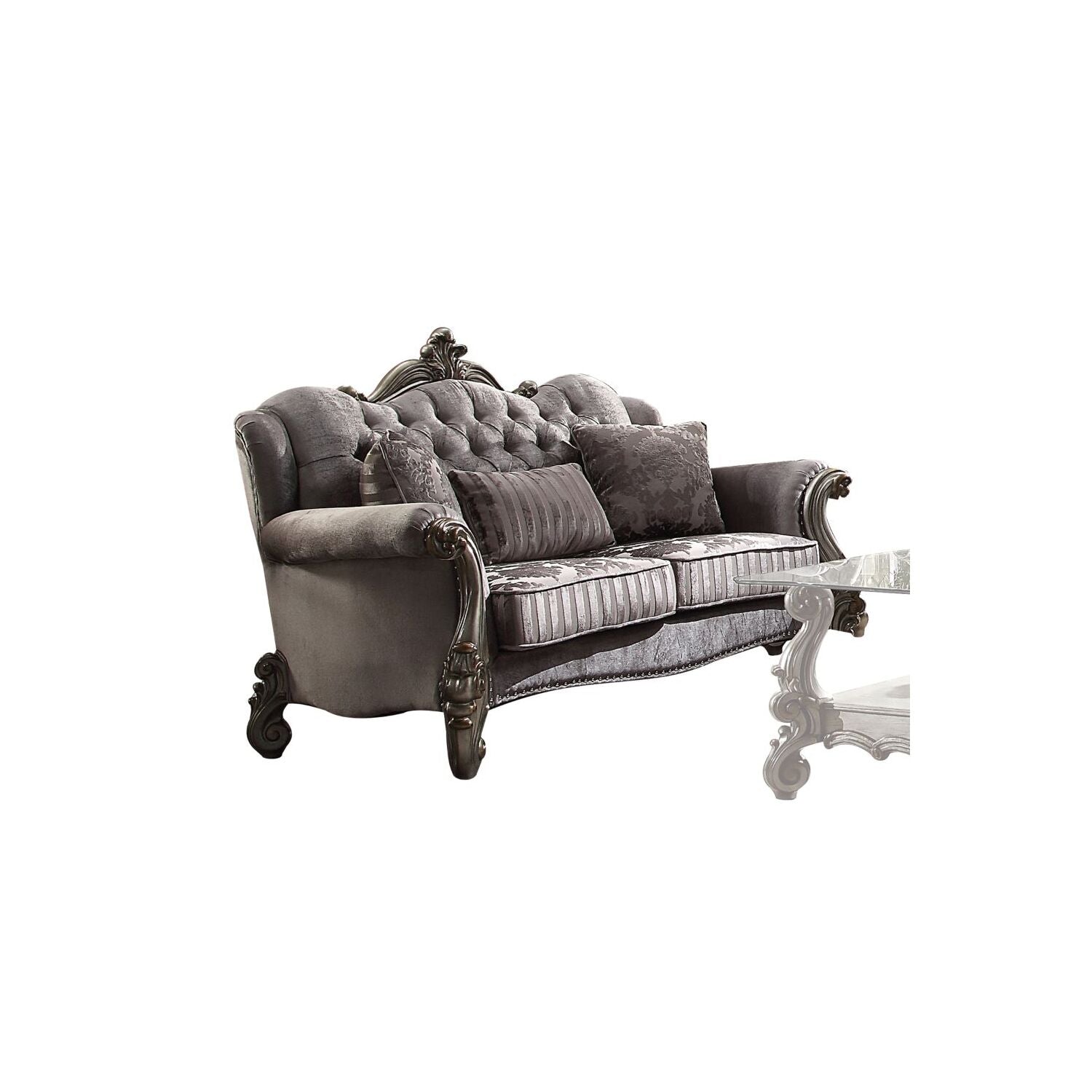Velvet Loveseat with 3 Pillows H5967