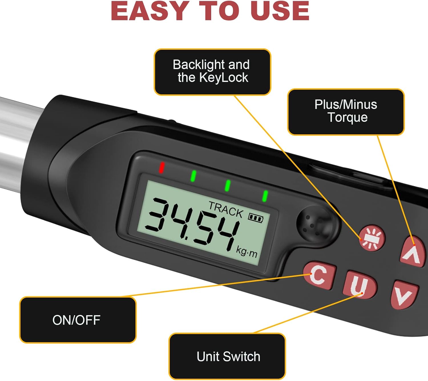 1/2-Inch Drive Digital Torque Wrench Set with Buzzer & LED Indicator F6969