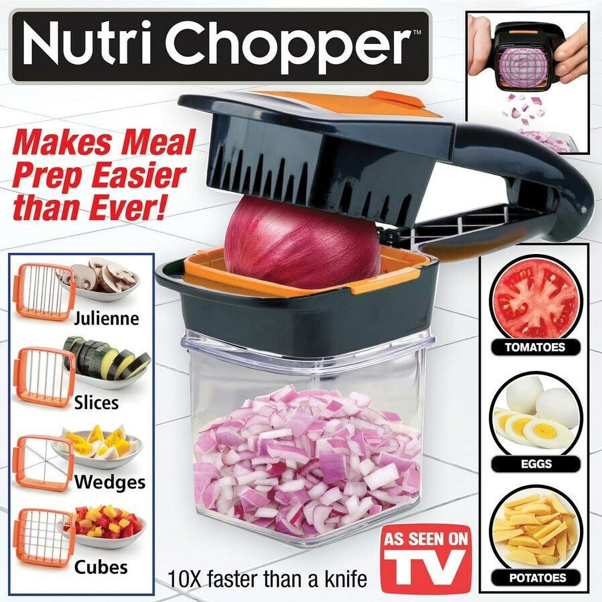 Food Vegetable Chopper Dicer with Stainless Steel Blades & Container I75491