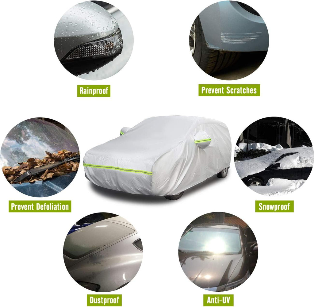 Hatchback Car Cover 5 Layers Universal Fit 146 to 157 inch Pack of 2 S4816