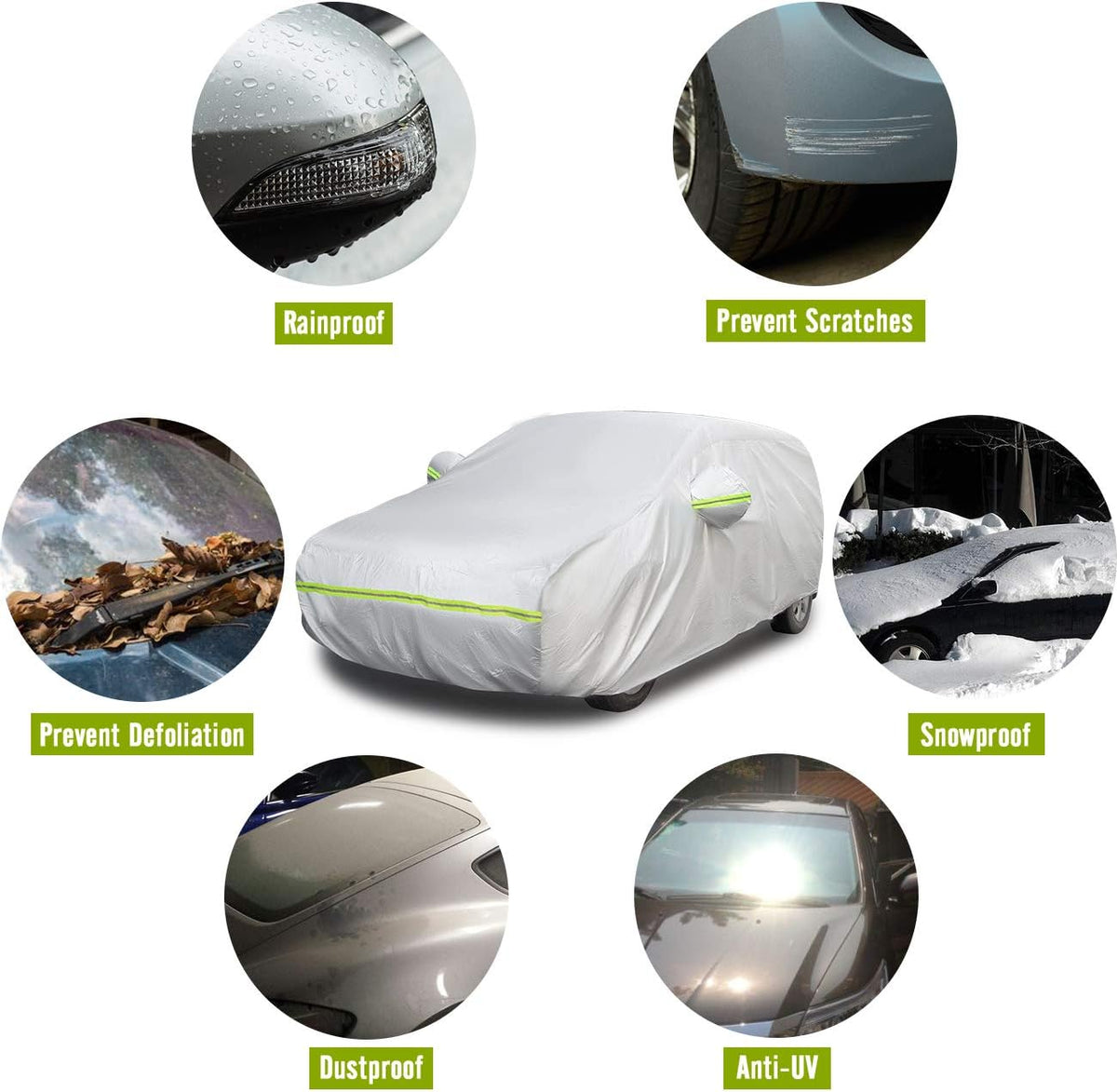 Hatchback Car Cover 5 Layers Universal Fit 146 to 157 inch Pack of 2 S4816