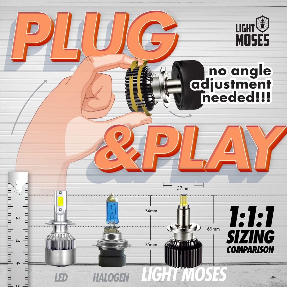 H7 LED Headlight Bulbs 6,000K Sky White 12,000lm 90W Pack of 2 B97193