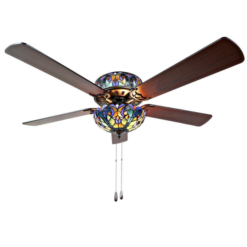 Blue Stained Glass Ceiling Fan I46826