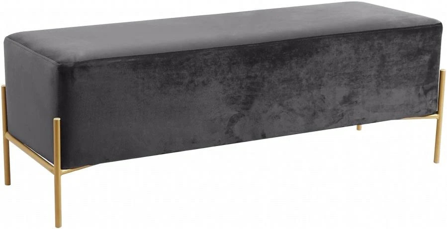 Grey Velvet Bench W3228
