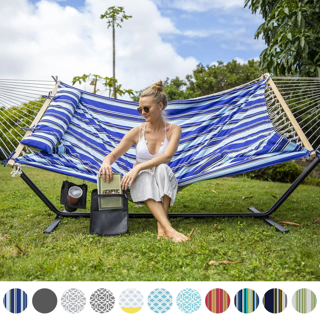 Double Cotton Rope Hammock with Stand X304967