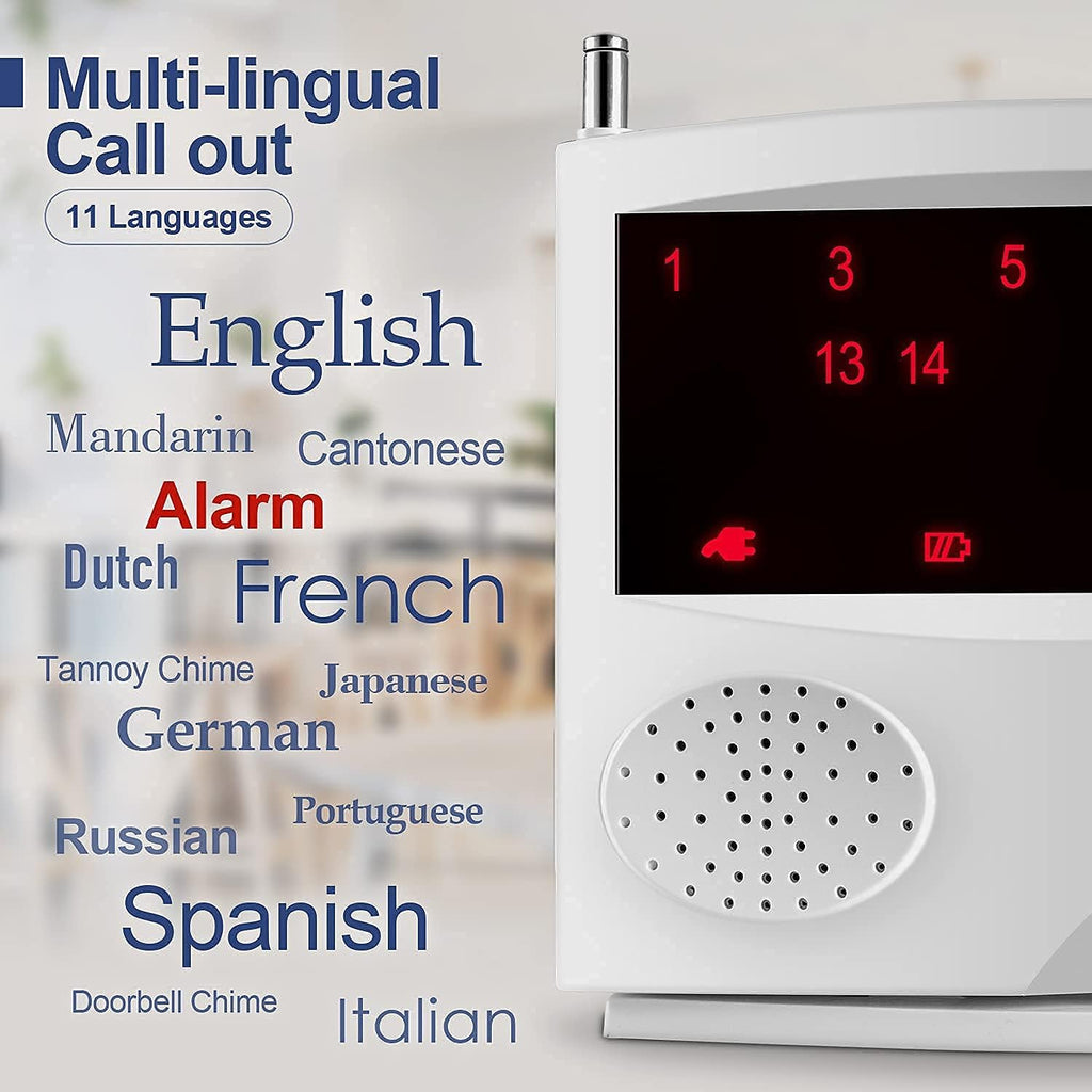 Wireless Calling System, 10 Waterproof Call Buttons with 1 Monitoring Unit, White W887293