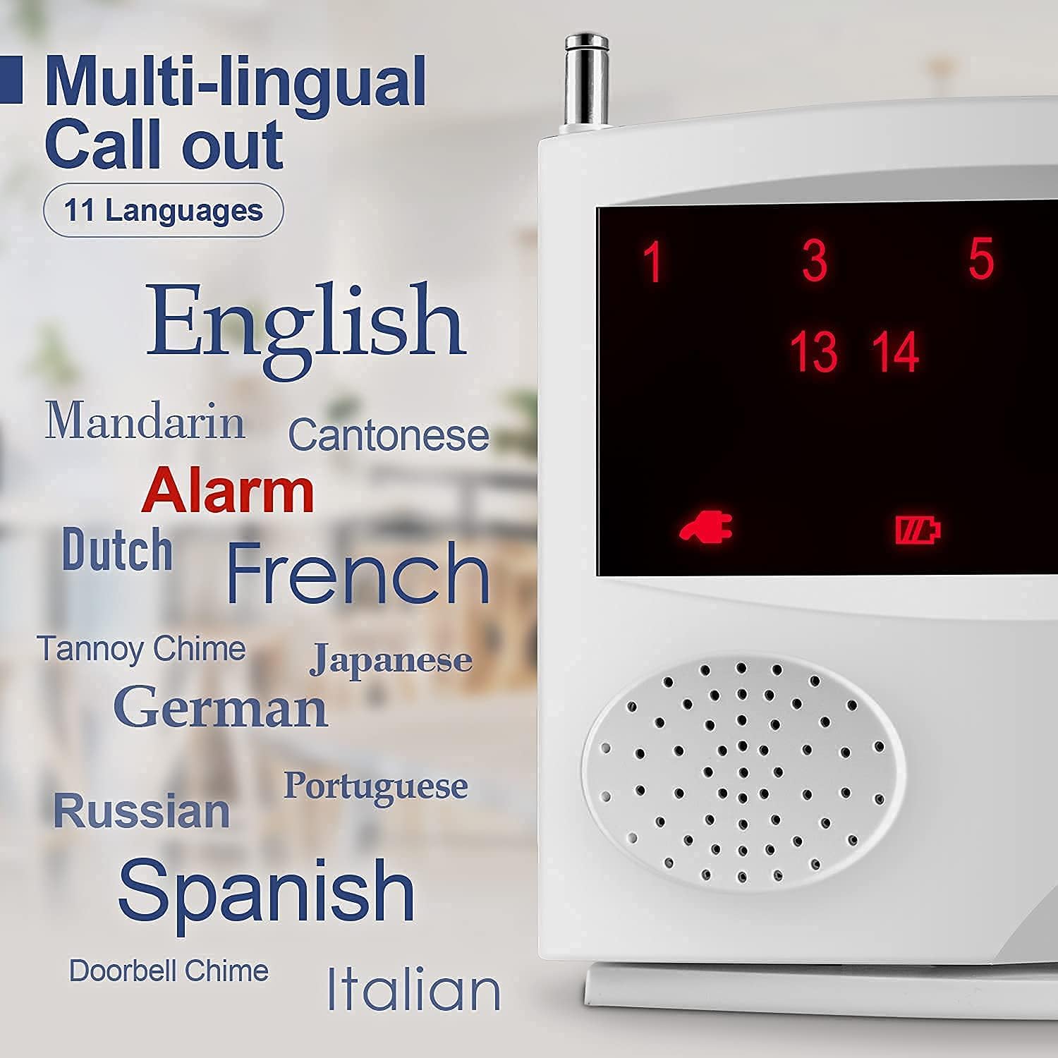 Wireless Calling System, 10 Waterproof Call Buttons with 1 Monitoring Unit, White W887293