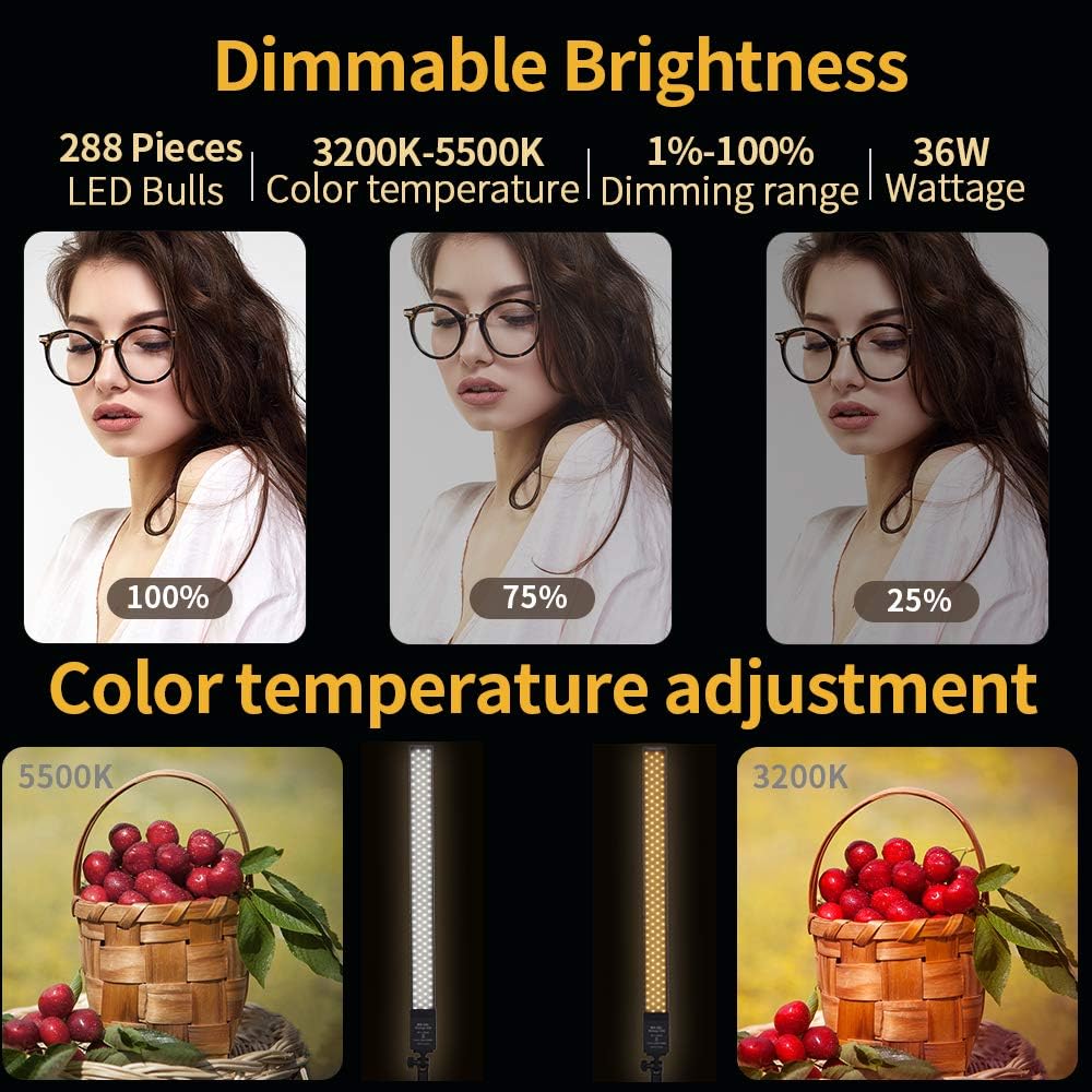 36w Dimmable LED Photography Light Kit with Tripod Stand Bag T48491