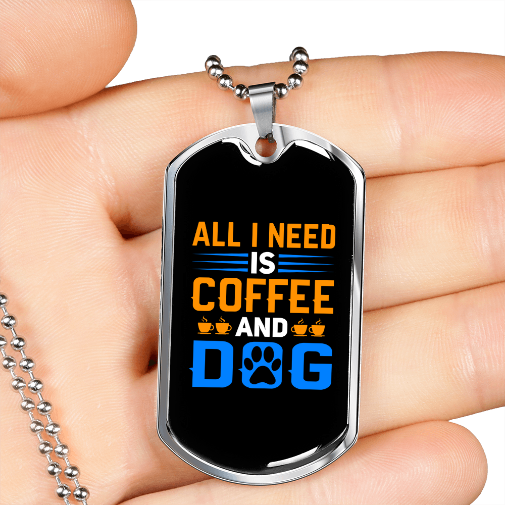 Stainless Steel or 18k Gold Dog Tag Necklace with 24" Chain O3950