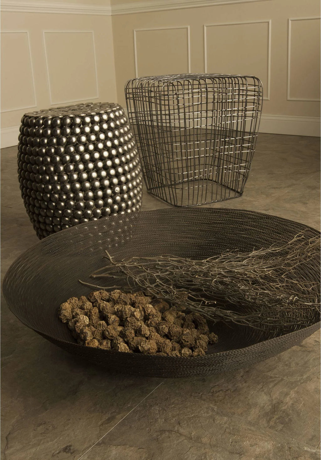 Pewter Pebble Stool G562