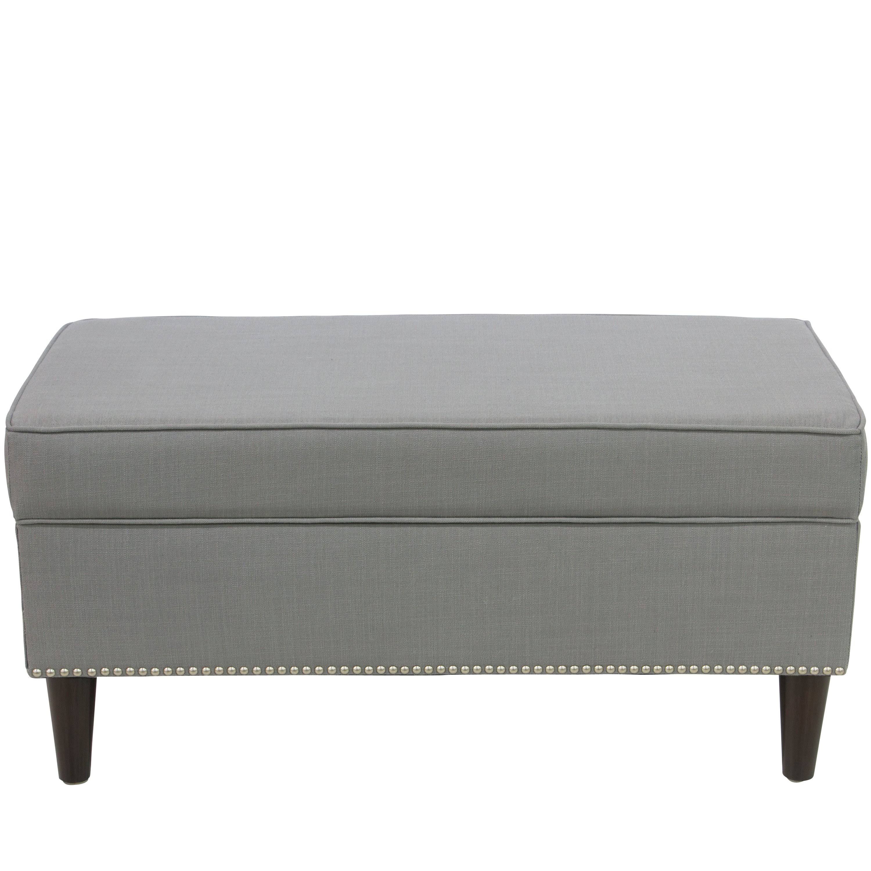 Linen Gray Button Storage Bench W360336