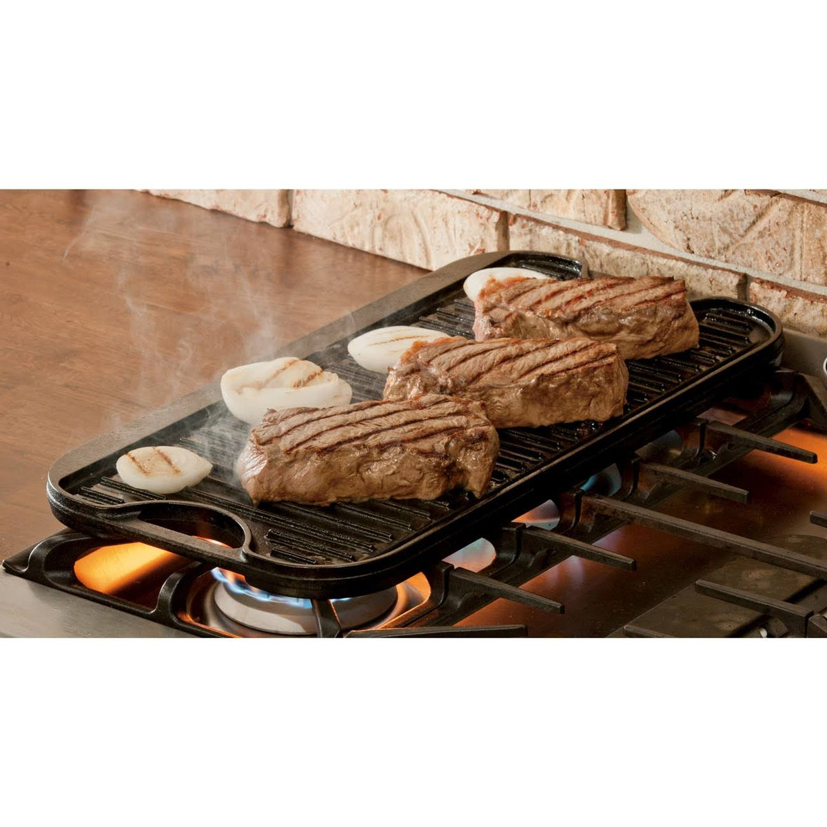 Black Cast-Iron Reversible Grill & Griddle N1530