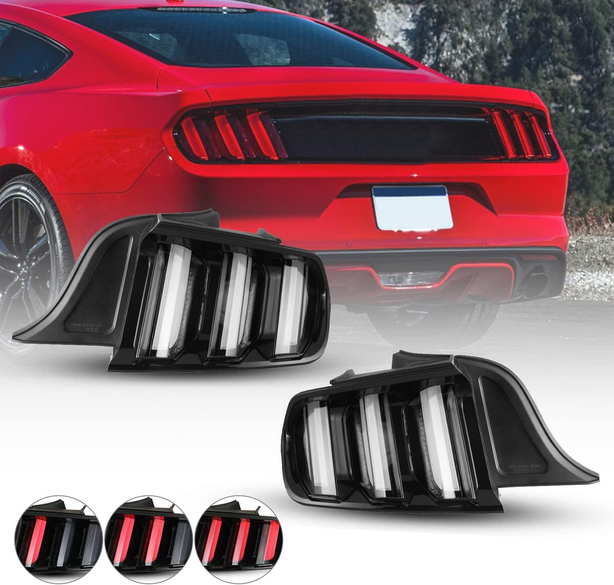 LED Tail Light Pair Black Housing Clear Lens I994