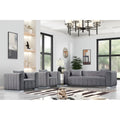Gray Velvet Fabric Sofa and 2 Armchairs Set K420