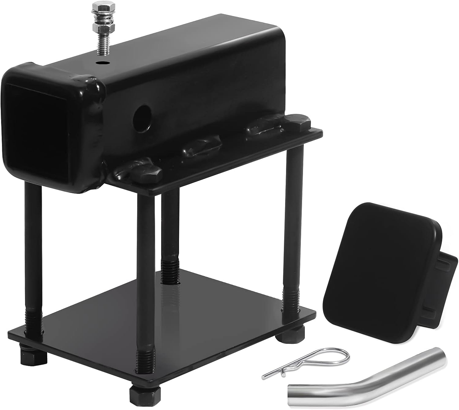 Bolt-on Bike Rack Carrier Hitch Receiver Adapter with Hitch Pin & Hitch Cover for 4-4.5 Beam, 2 Receiver Opening E805