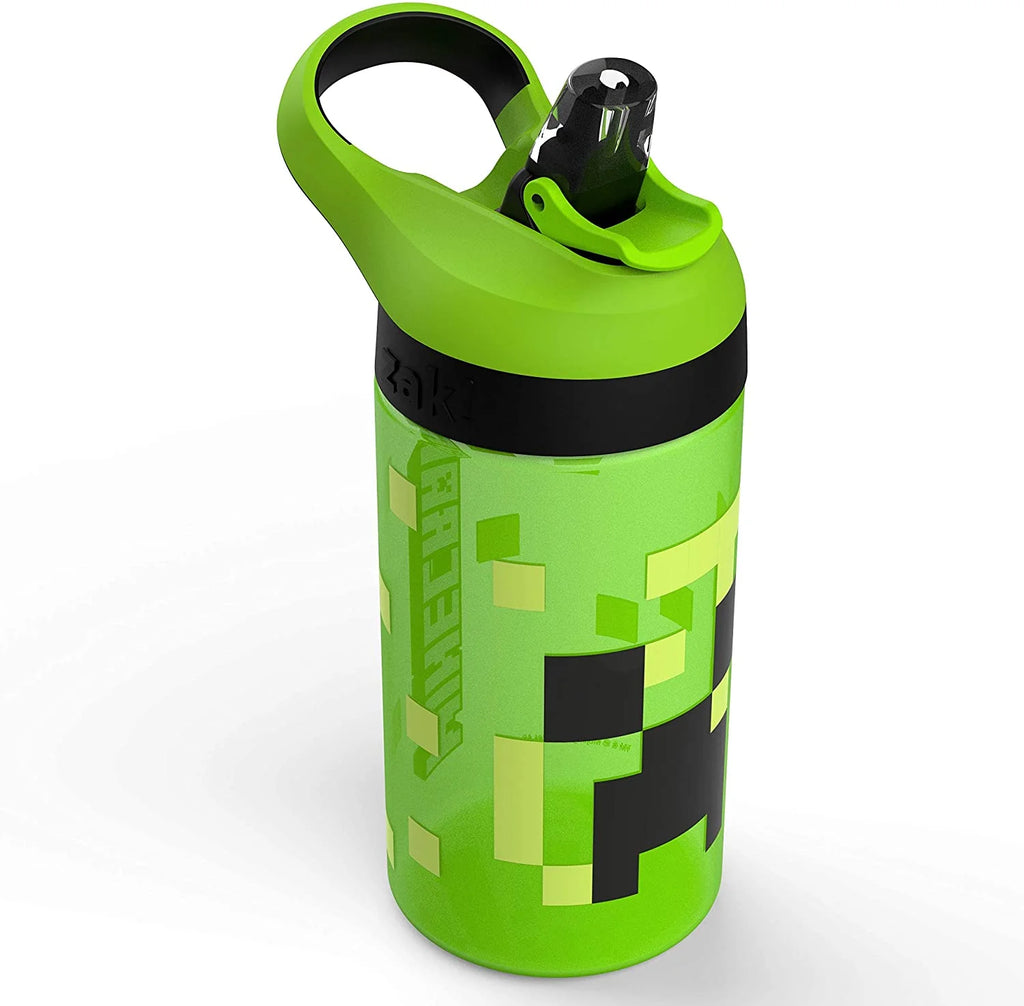 Minecraft 16 oz BPA-Free Plastic Kids Water Bottle with Straw, 2pc Set W5885