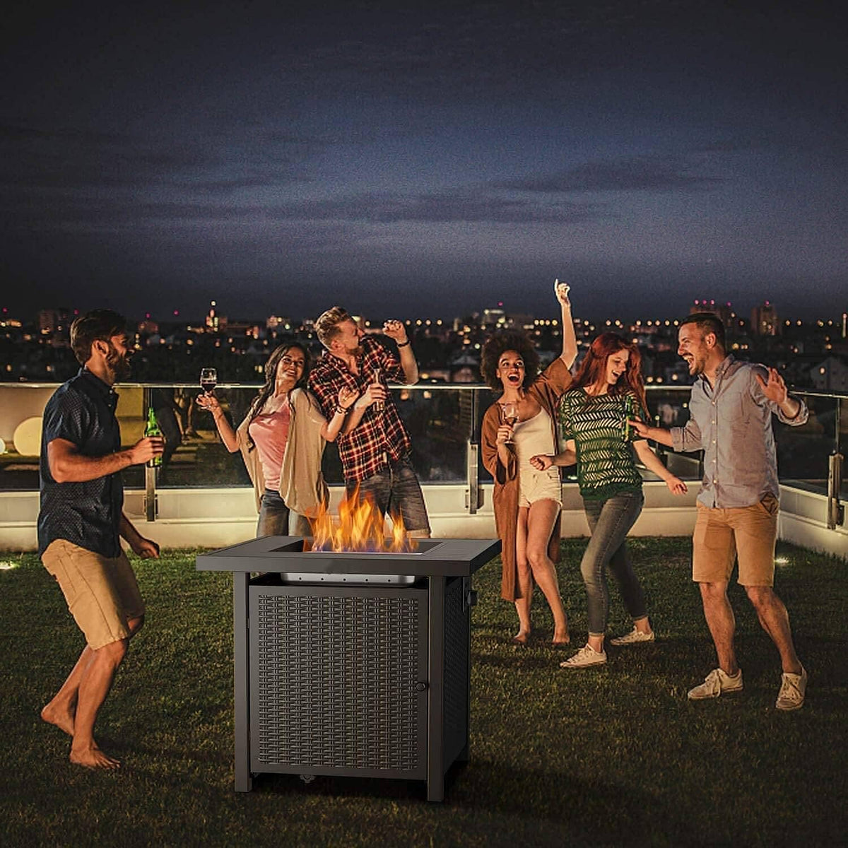 28 Inch 50,000 BTU Propane Gas Fire Pit Table with Lid F796729