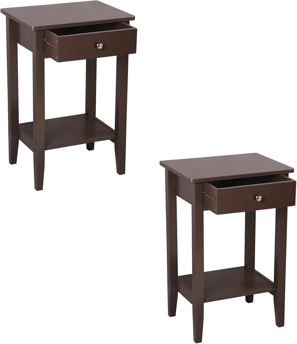 White Wooden Nightstand Set of 2 with Two Drawer J7931