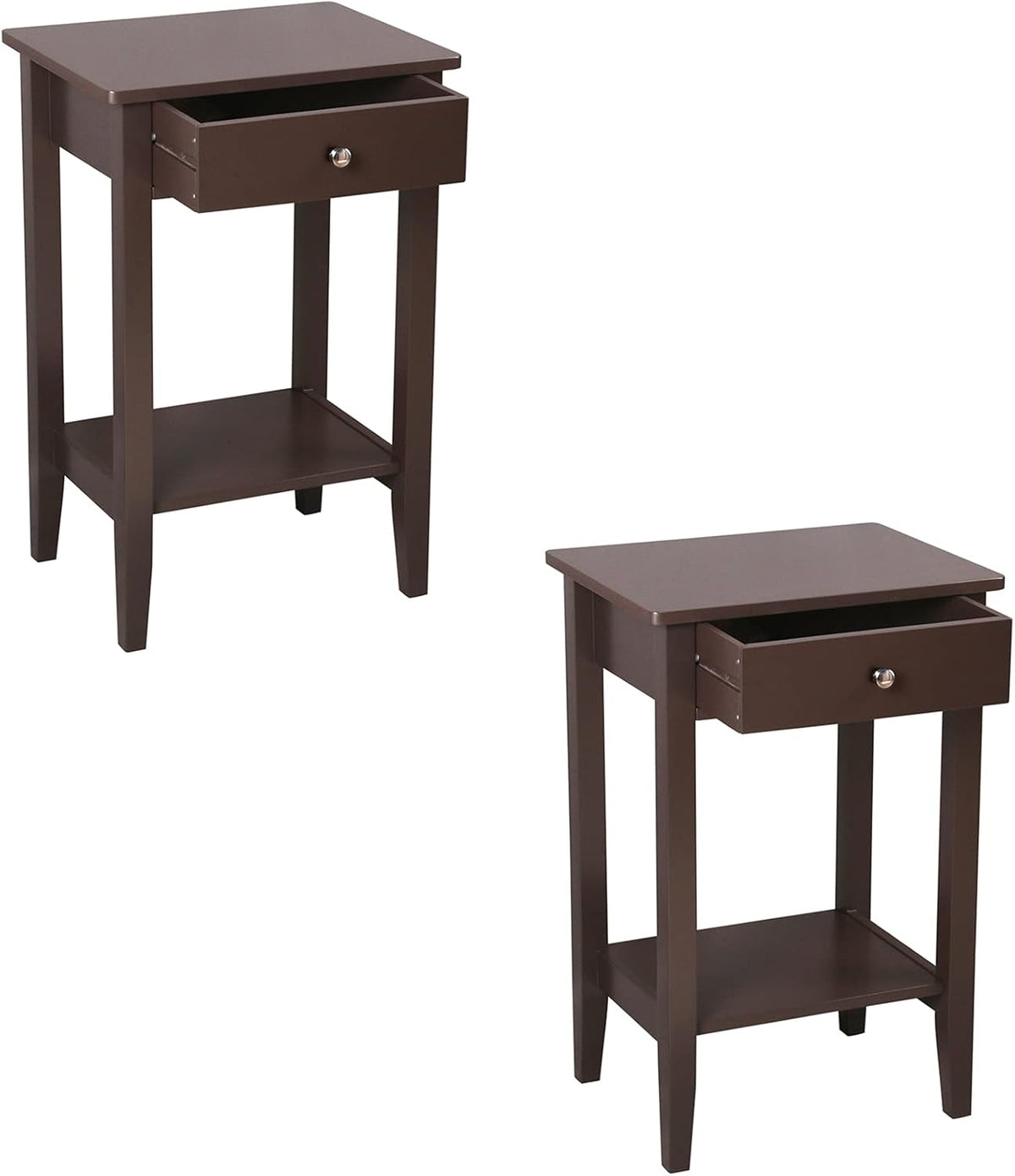 White Wooden Nightstand Set of 2 with Two Drawer J7931