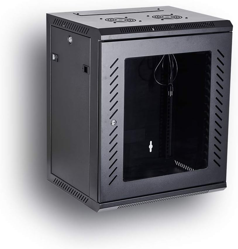 BLACK 06U 19-Inch Server Network Rack with Locking Glass Door H9427