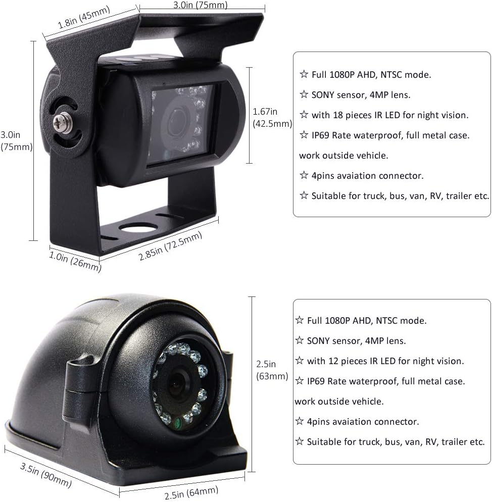 4 Channel 1080P AHD Mobile Vehicle DVR Video Recorder Kit with 10 inches Screen K913891