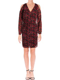 Red Floral Cold Shoulder Sheer Sheath Dress T988814