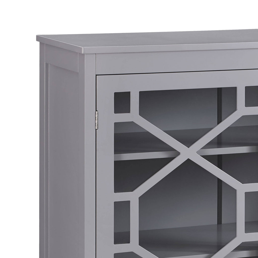 Gray Two Door Wooden Cabinet with Three Storage Compartments Q903864