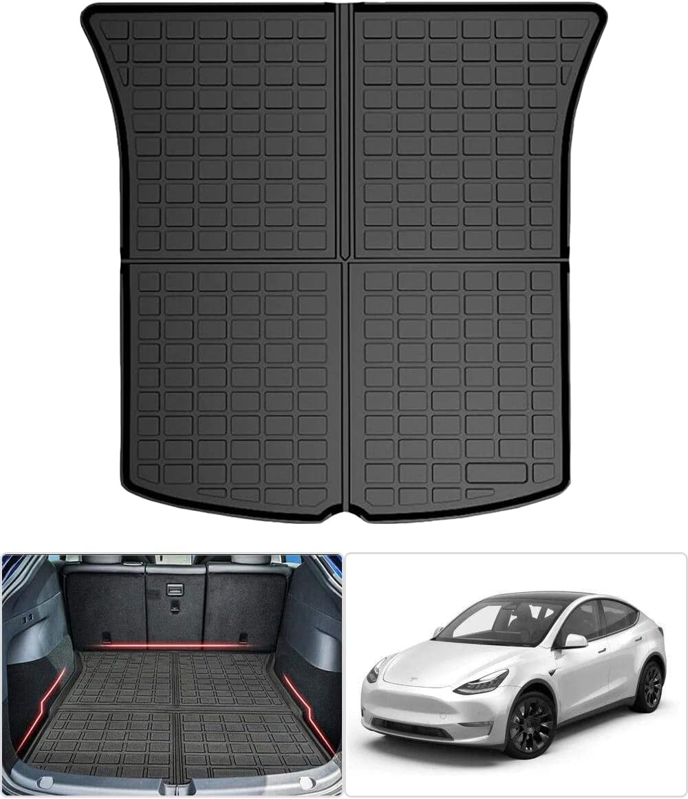 Black TPO Rear Cargo Liners Trunk Tray Mats for Tesla Model Y, Pack of 2 G7263