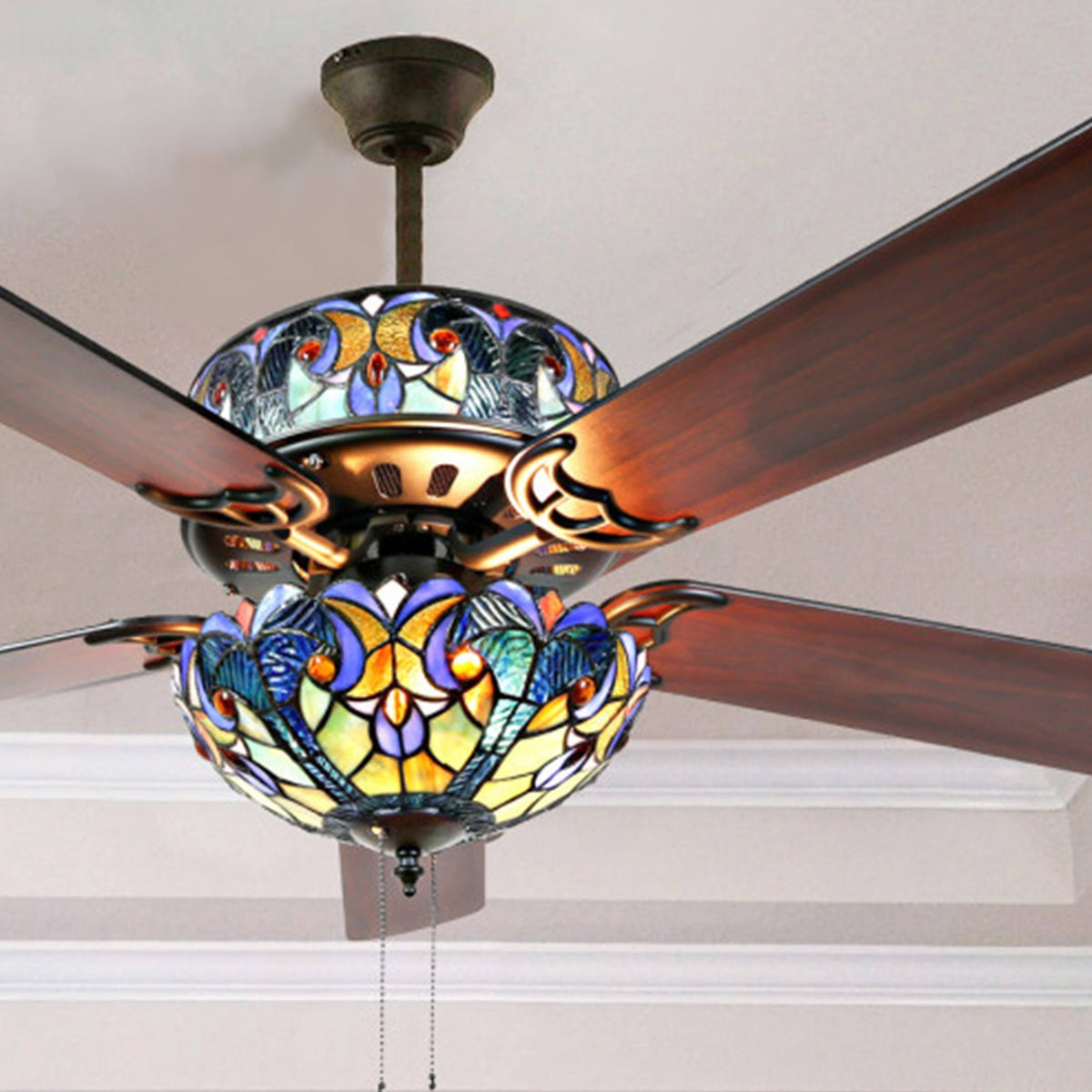 Blue Stained Glass Ceiling Fan I46826