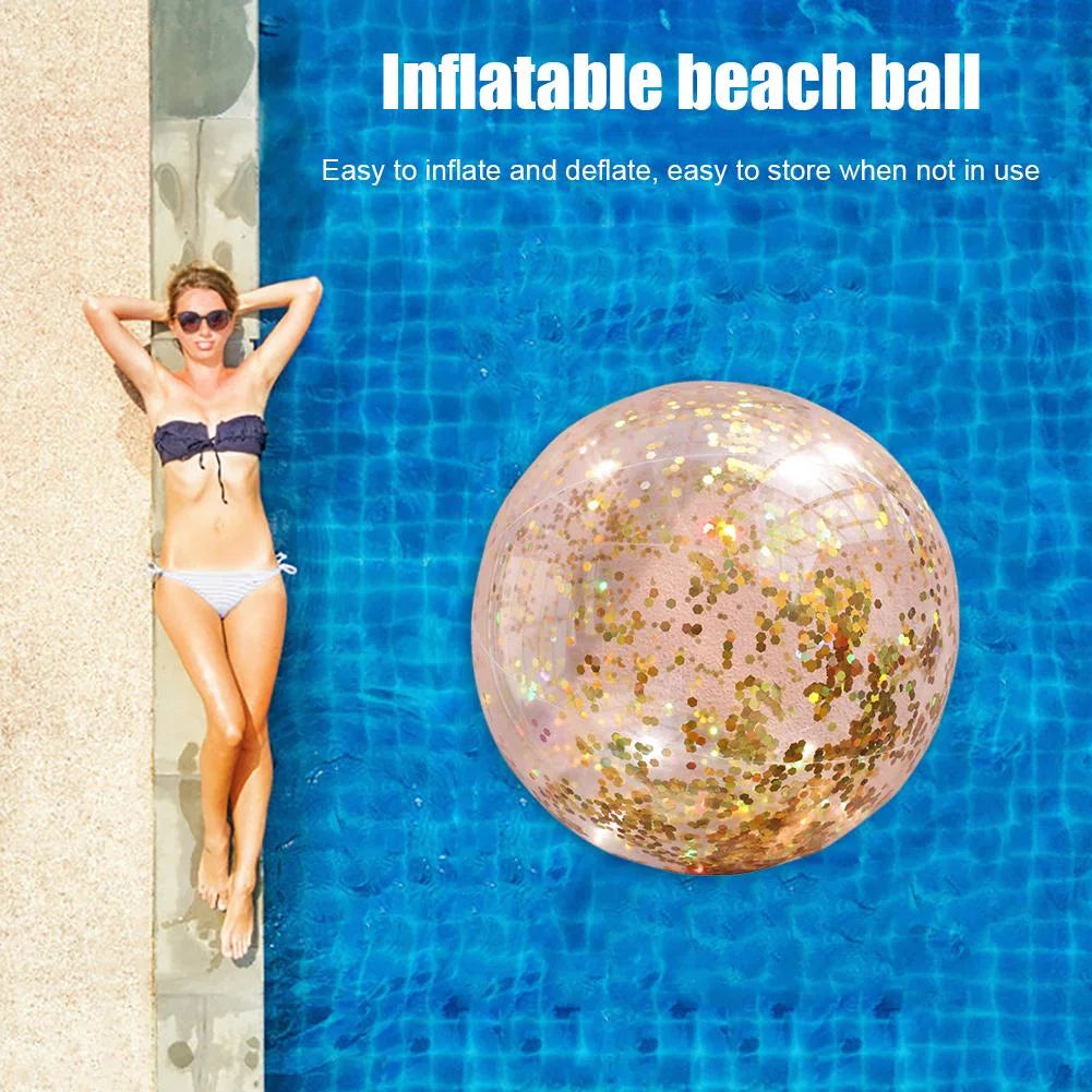PVC Inflatable Glitter Confetti Feather Beach Ball Pool Toys Y184