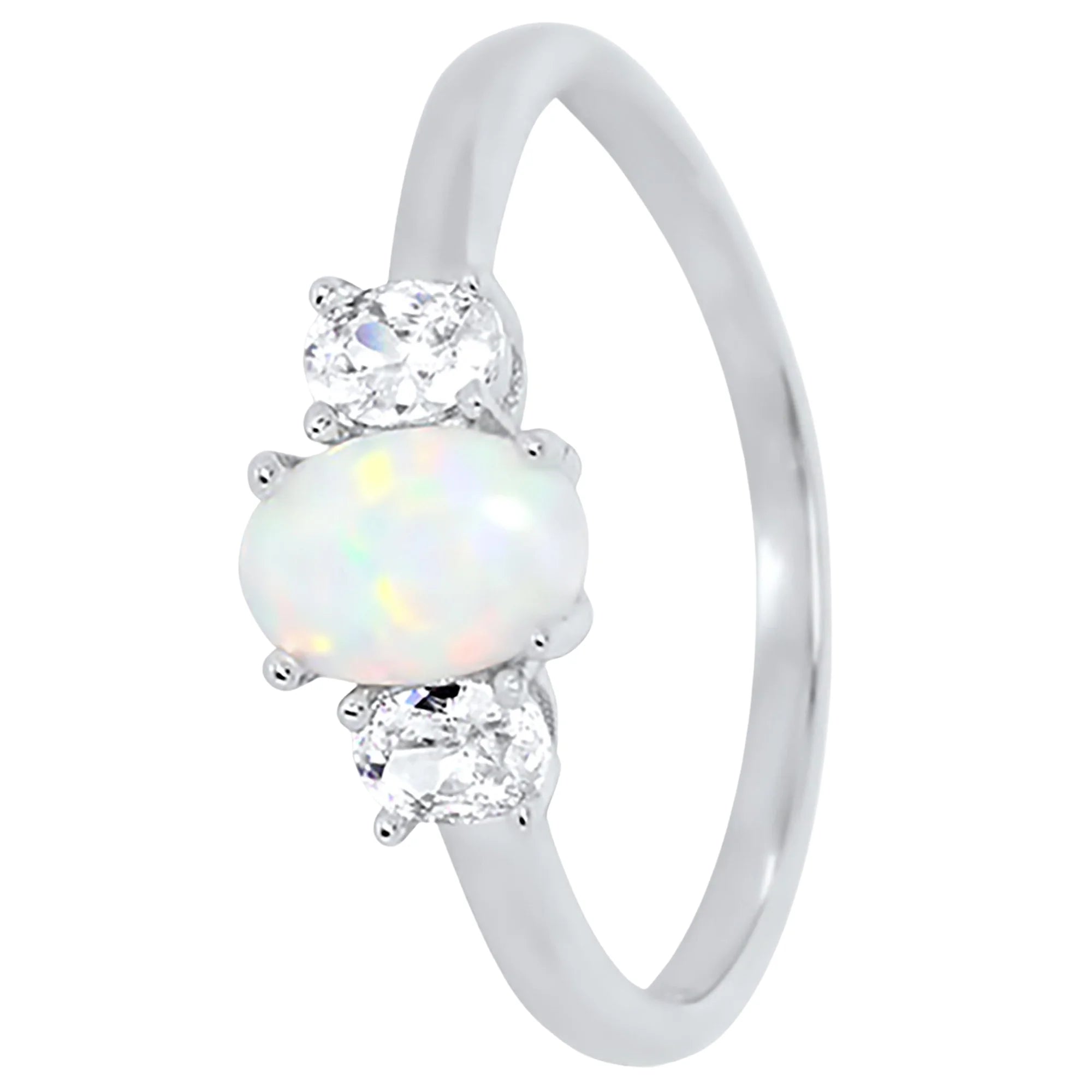 3 Stone Created Opal Ring Size 7 H334