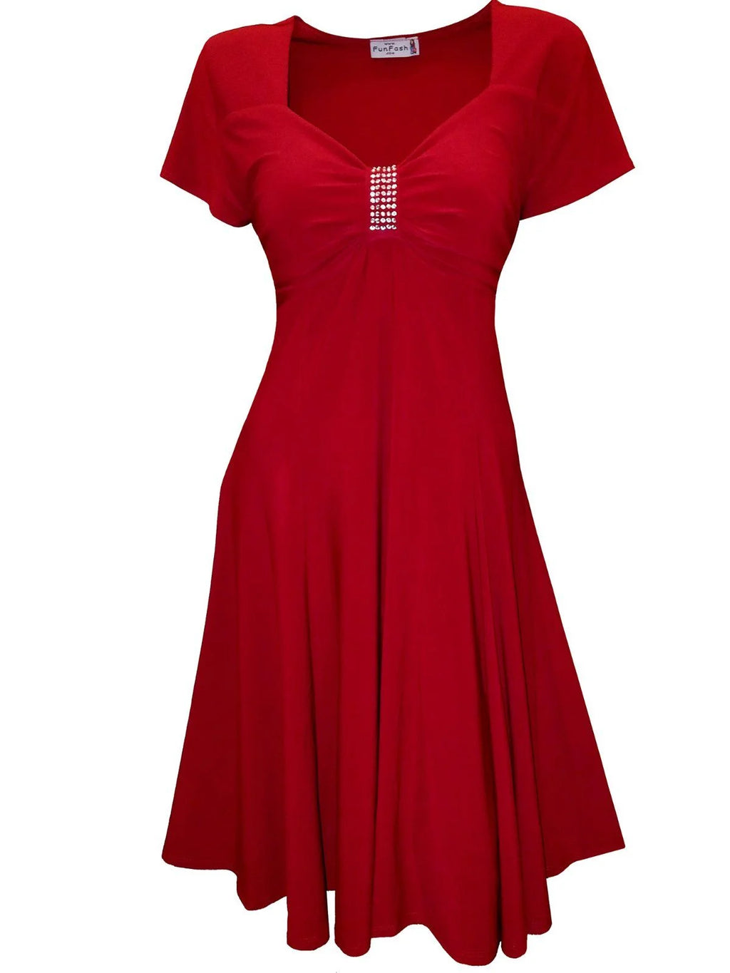 Red Empire Waist Rhinestones Cocktail Dress XXL E437215