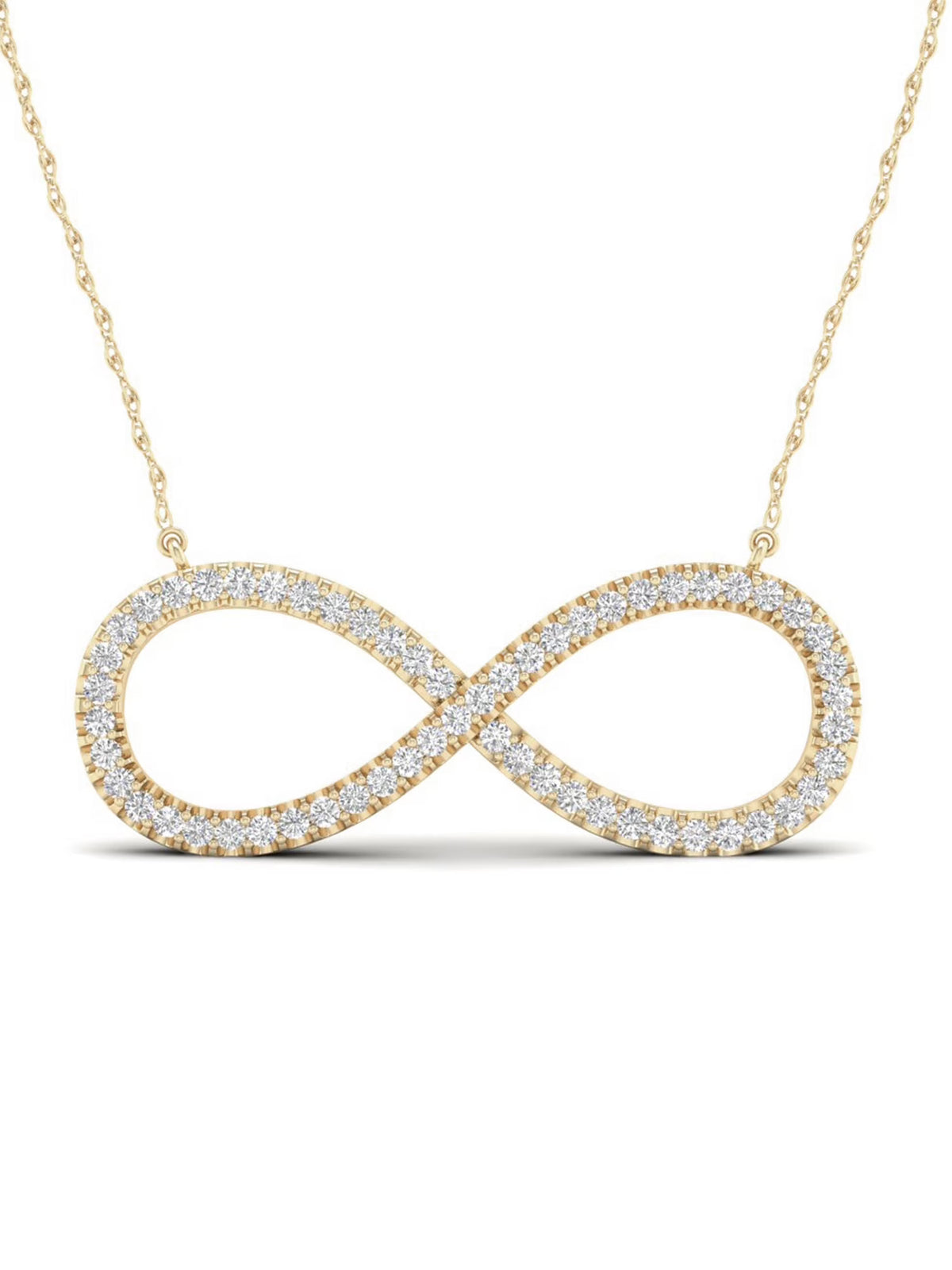 10K Yellow Gold Diamond Infinity Loop Necklace S2708