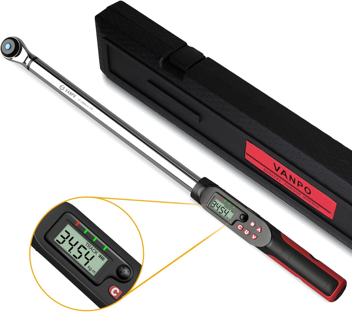 1/2-Inch Drive Digital Torque Wrench Set with Buzzer & LED Indicator F6969