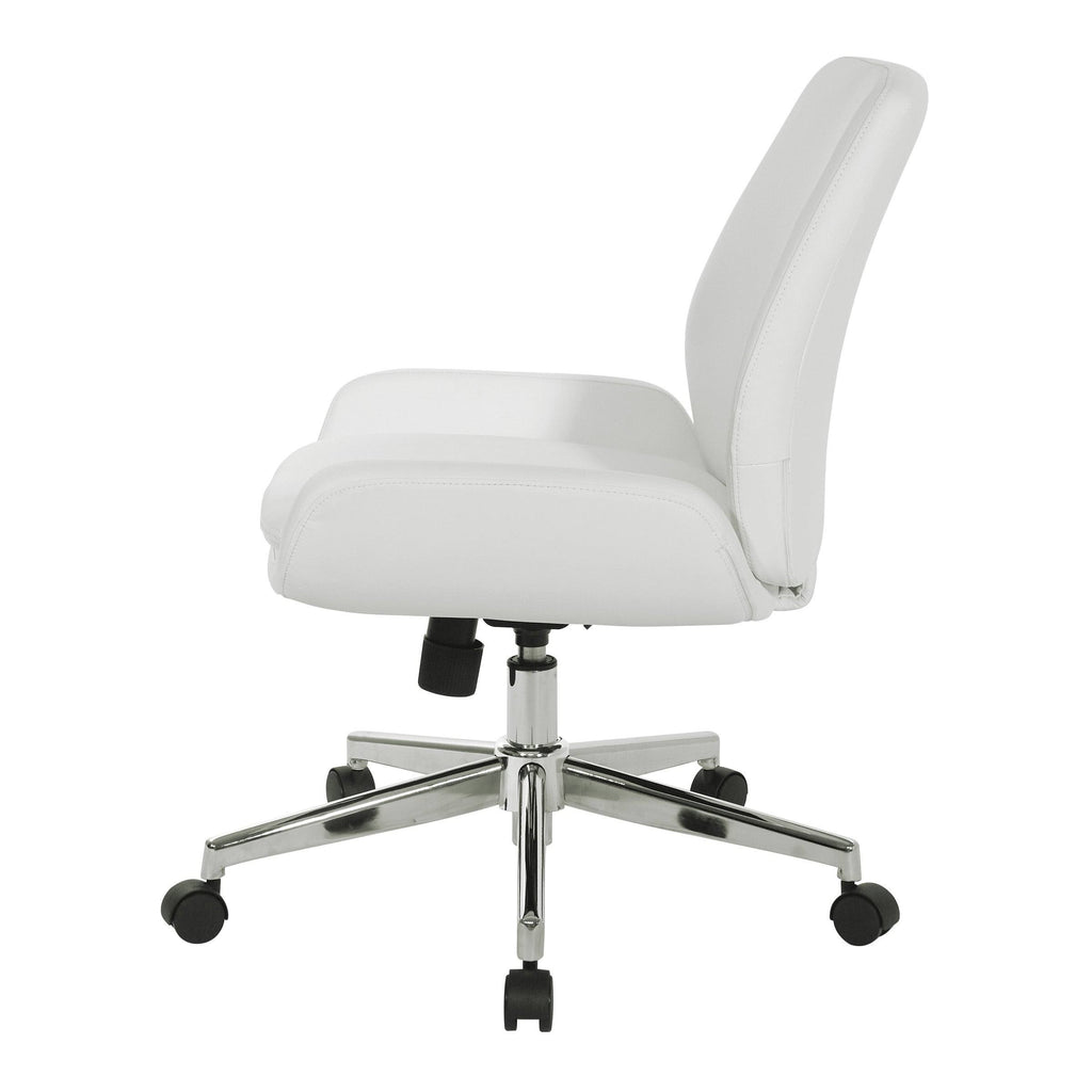 White Faux Leather Chair with Chrome Finish Base I6755