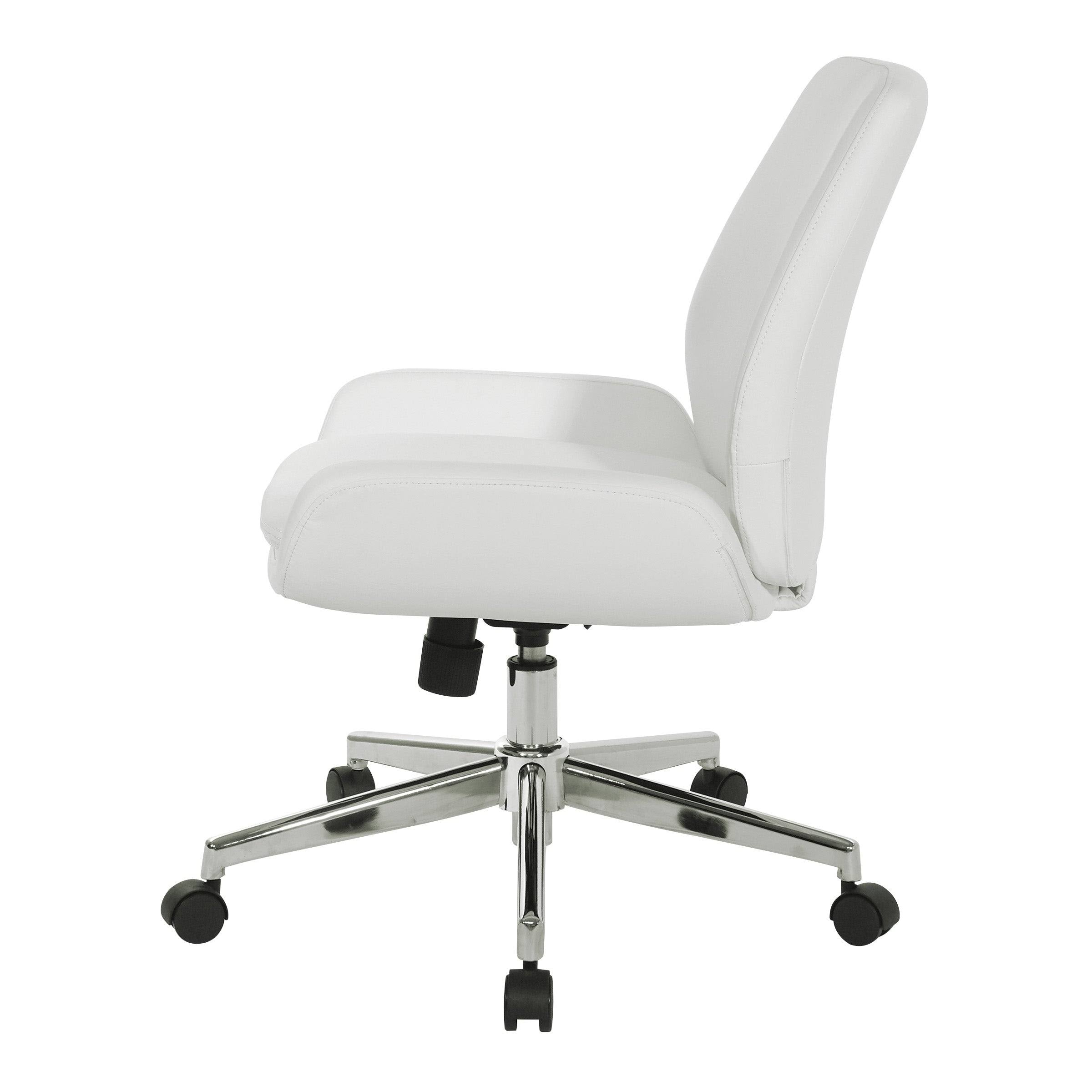 White Faux Leather Chair with Chrome Finish Base I6755